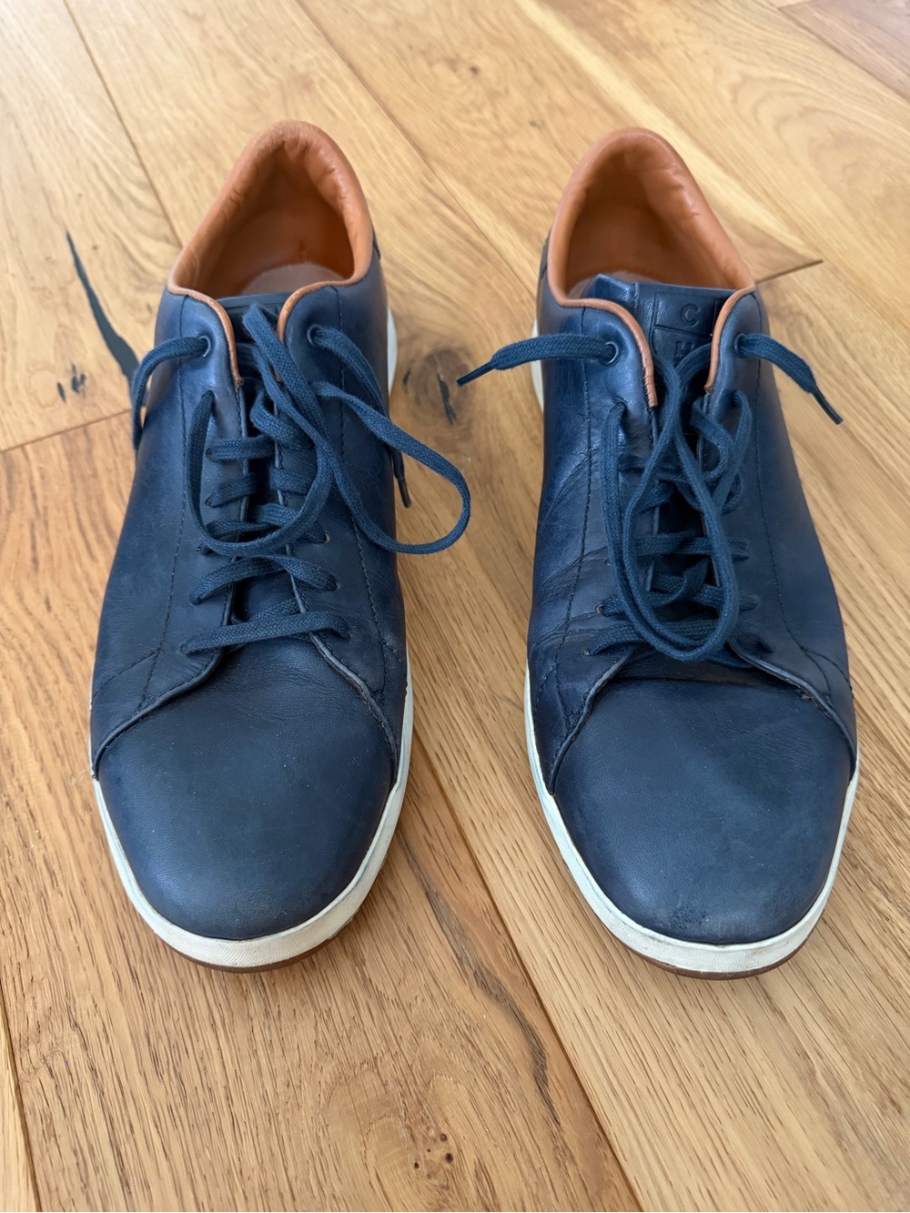 Cole Haan Navy Leather Grand Pro Tennis Shoes